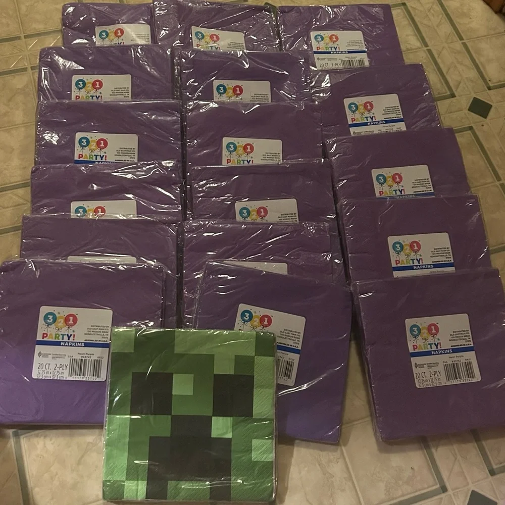 Purple and Green Party Napkins Set