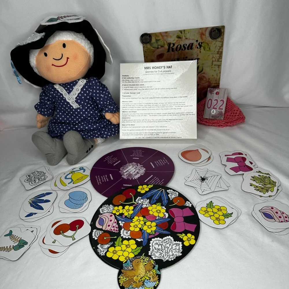 Vintage New without Bag Mrs Honey's Hat Polka Dot Doll with Book and Game Set