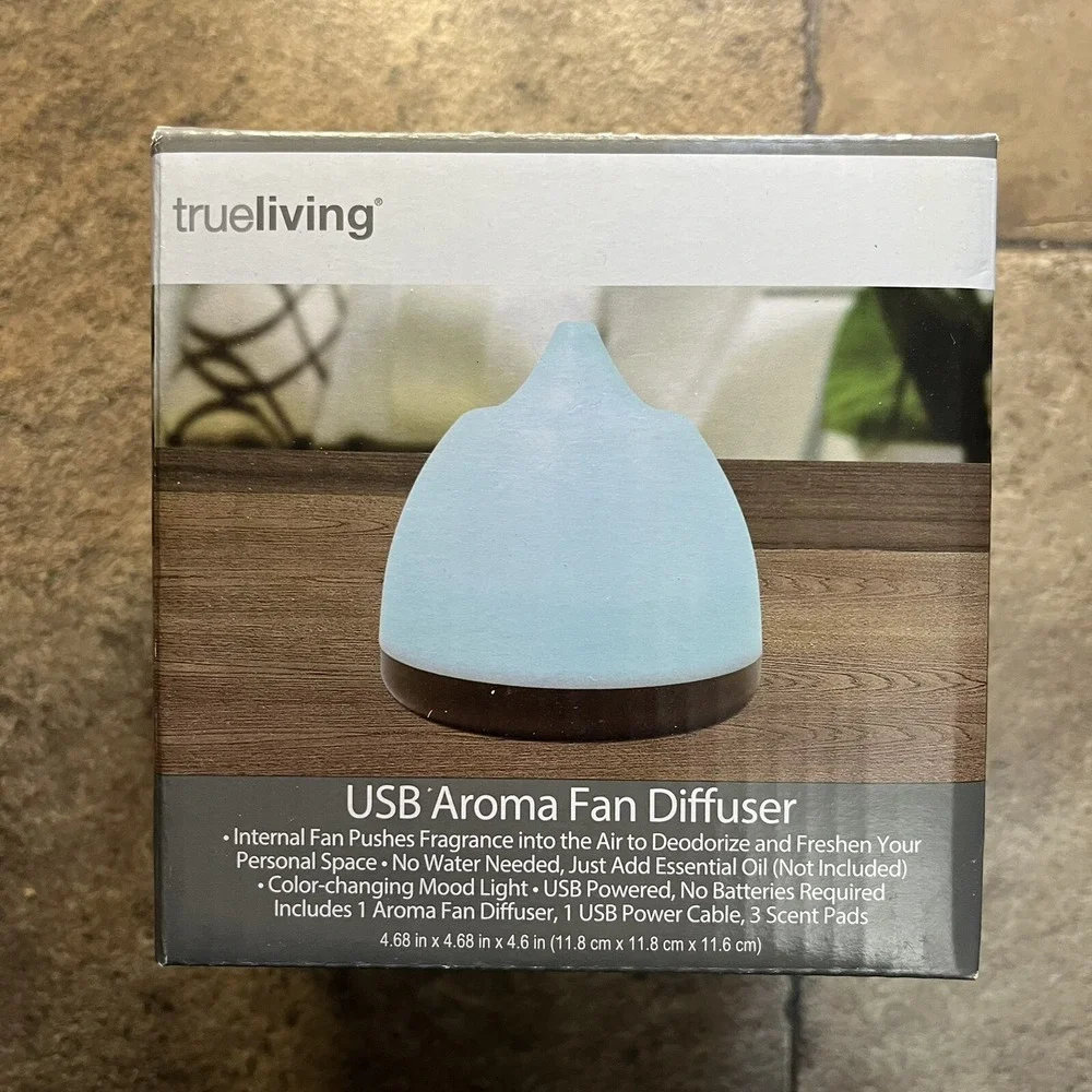 USB Aroma Fan Diffuser Color Changing New in box Trueliving