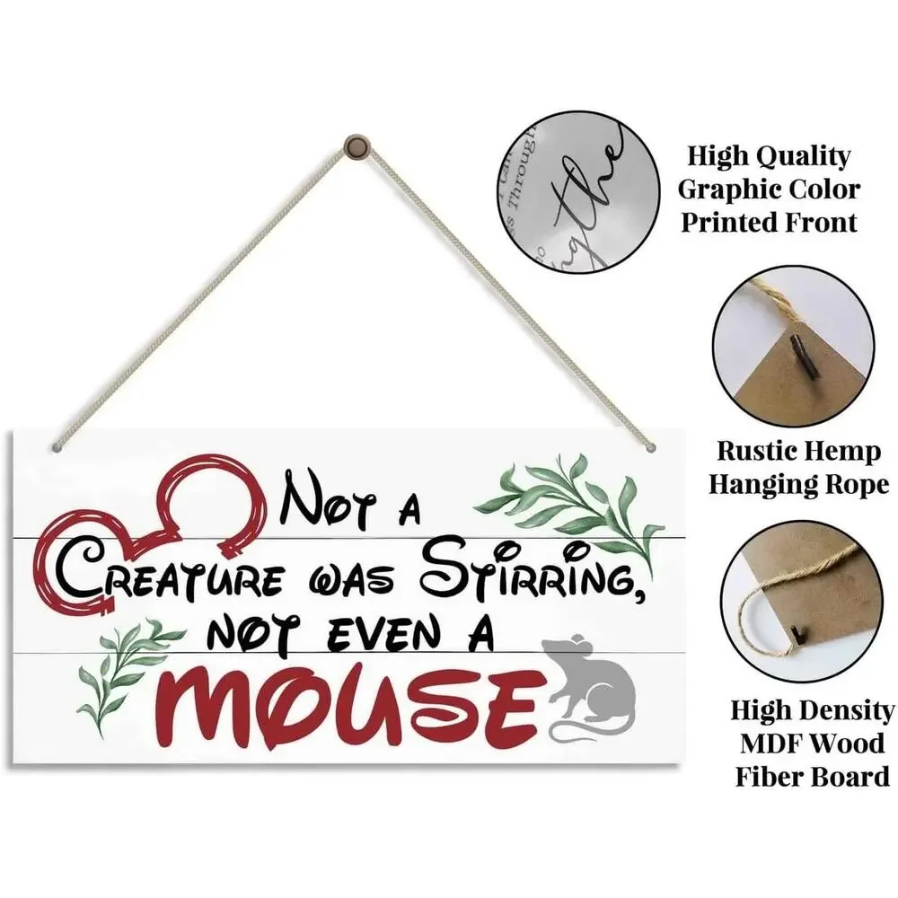 Christmas Wooden Door Sign Not a Creature Was Stirring Rustic Holiday Wall Decor