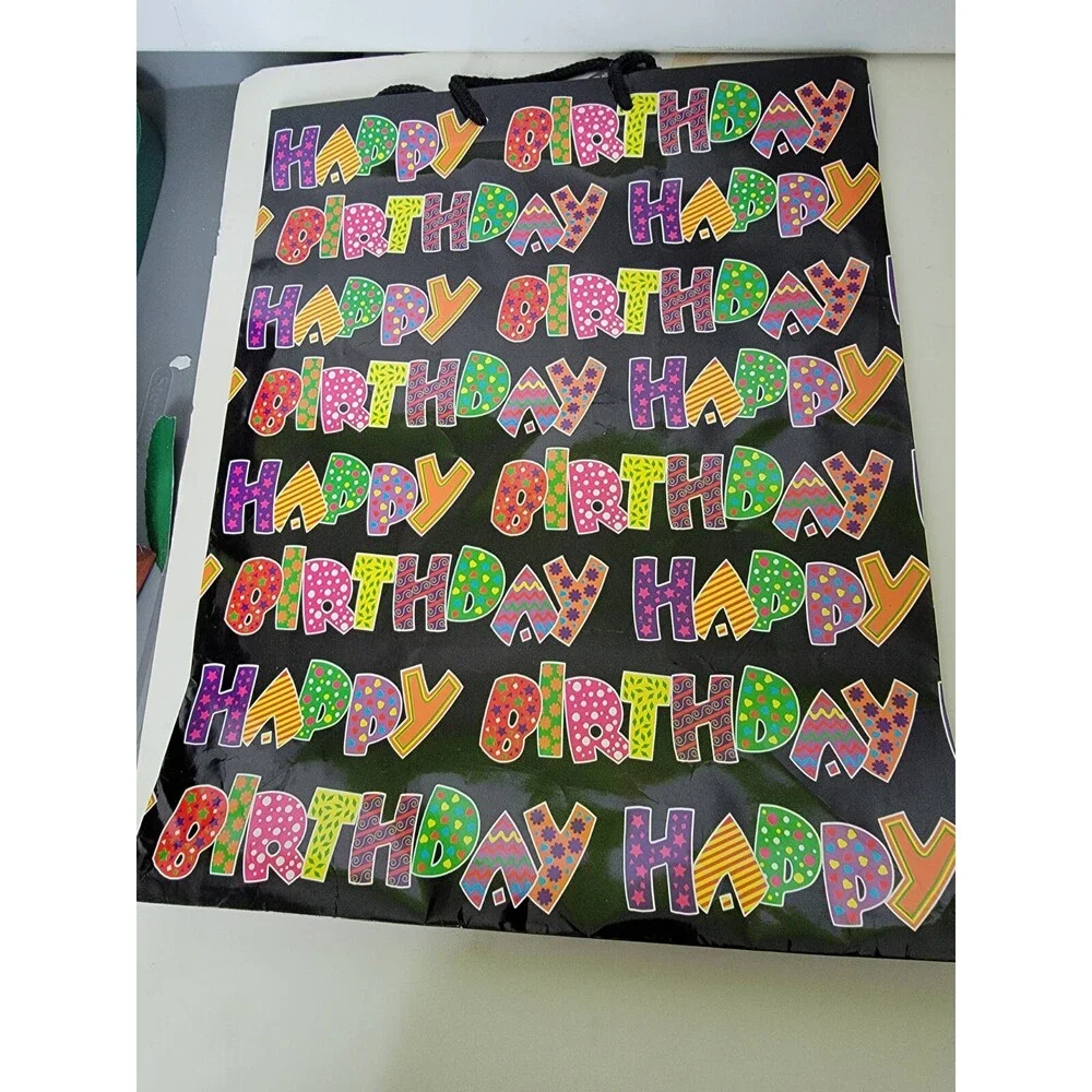 Gift Bag Happy Birthday Spellout Viola Vintage 2000s 15