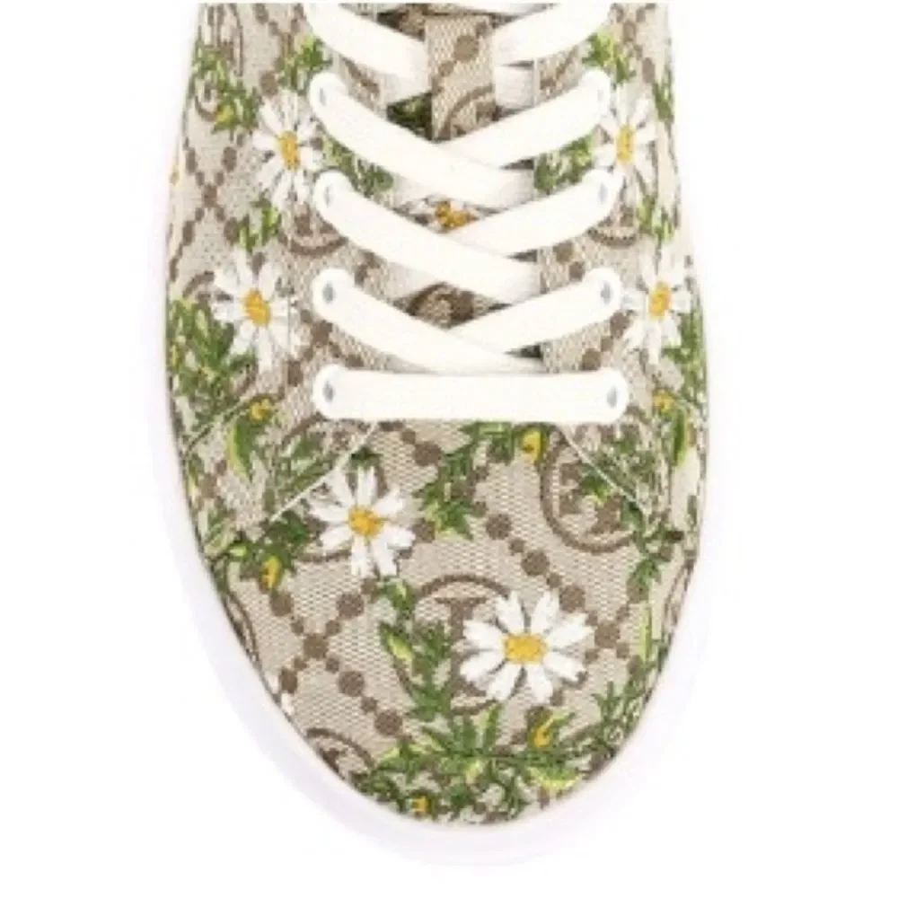 Tory Burch Women's T Monogram Howell Floral-embroidered Sneakers Size 7