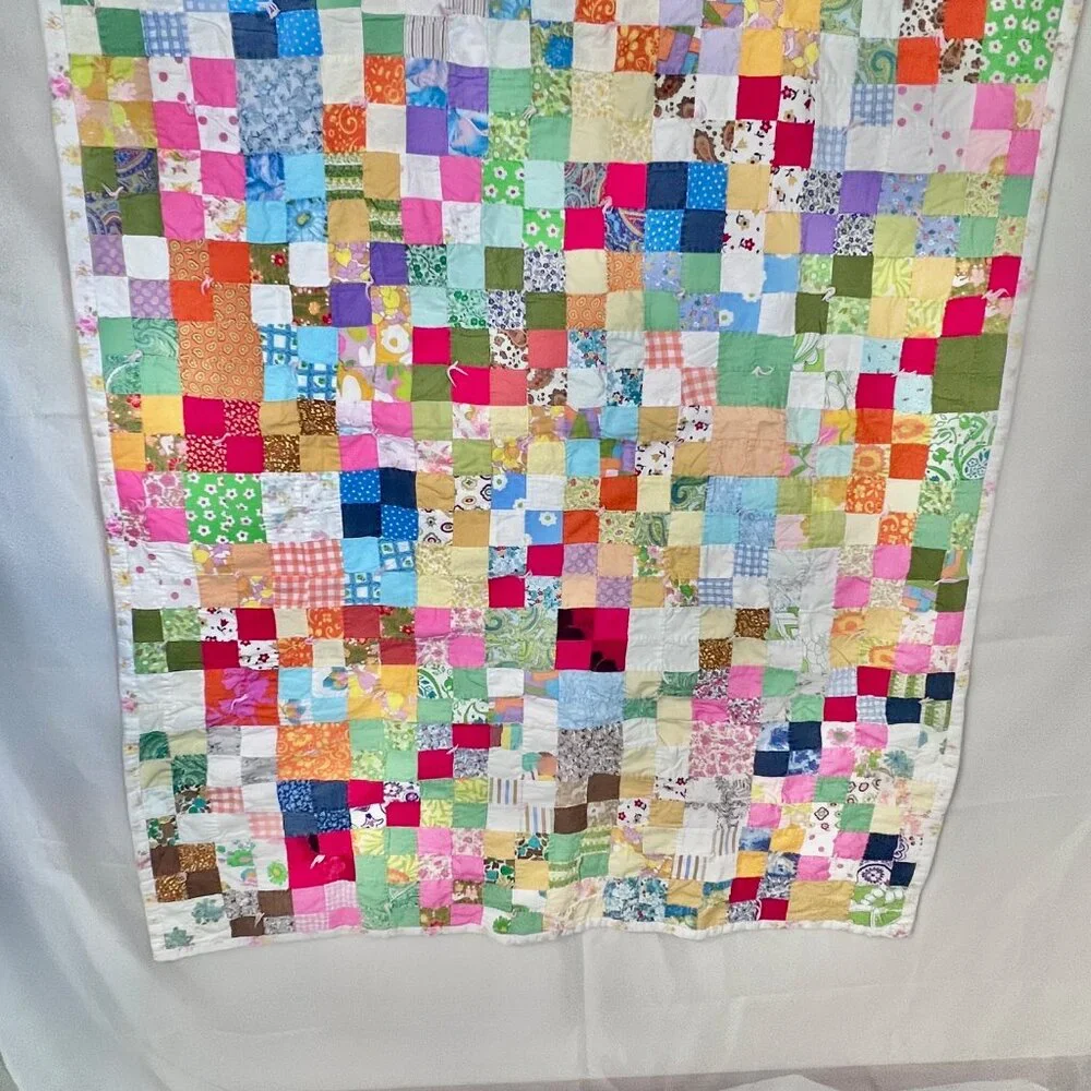 Quilted baby Blanket, VTG Baby Patchwork Blanket 1968 Vtg Quilt, Patchwork Quilt