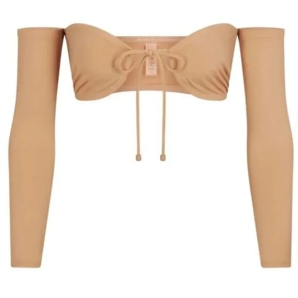 Skims Long Sleeve Bikini Top Ochre Size Medium