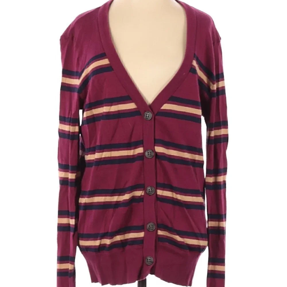 BDG x Urban Outfitters Burgundy Striped Cardigan Size S