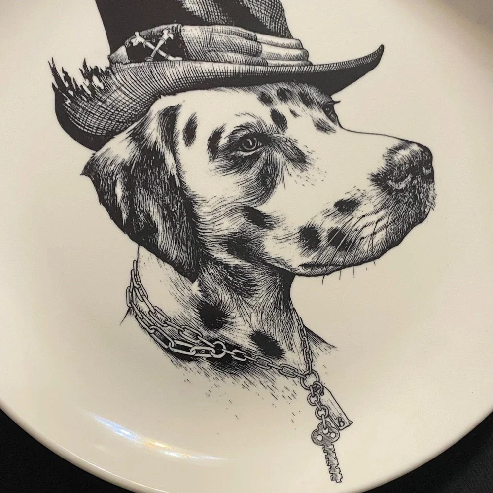 Williams Sonoma Rory Dobner Dapper  Brooklyn Dalmation Dog Plate w/Top Hat 🎩 NEW