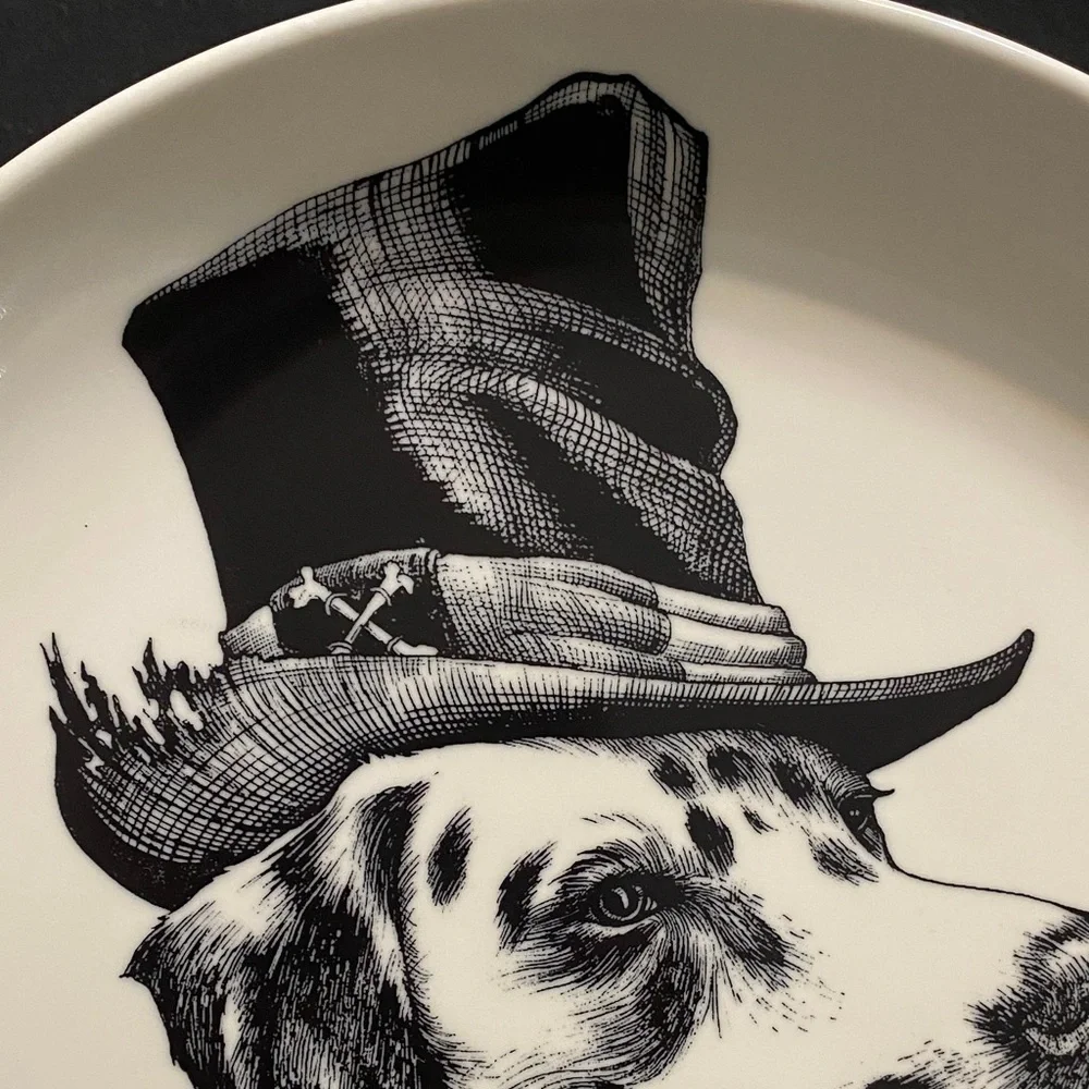 Williams Sonoma Rory Dobner Dapper  Brooklyn Dalmation Dog Plate w/Top Hat 🎩 NEW