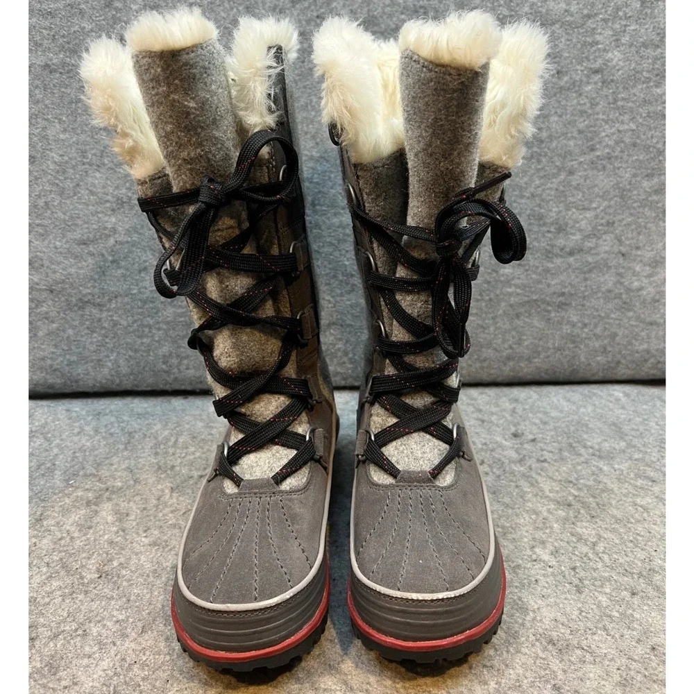Sorel Joan of Arctic Gray Waterproof Winter Snow Boots Tall‎ Lace Up Womens6