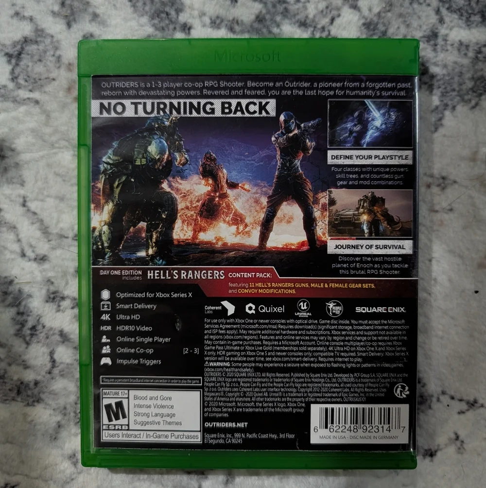 Outriders Day One Edition (Microsoft Xbox One, 2021) Game, Case, and Inserts
