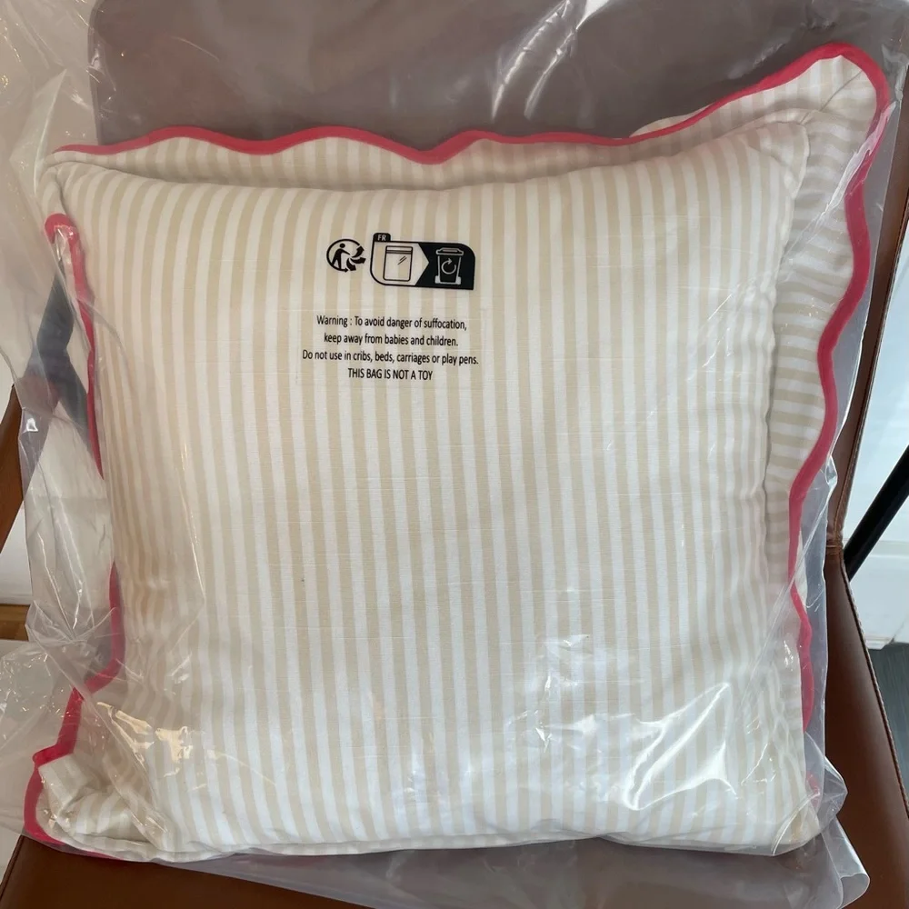 New! NWT Anthropologie Marlise Embroidered Cotton Holiday Pillow. Naughty & Nice