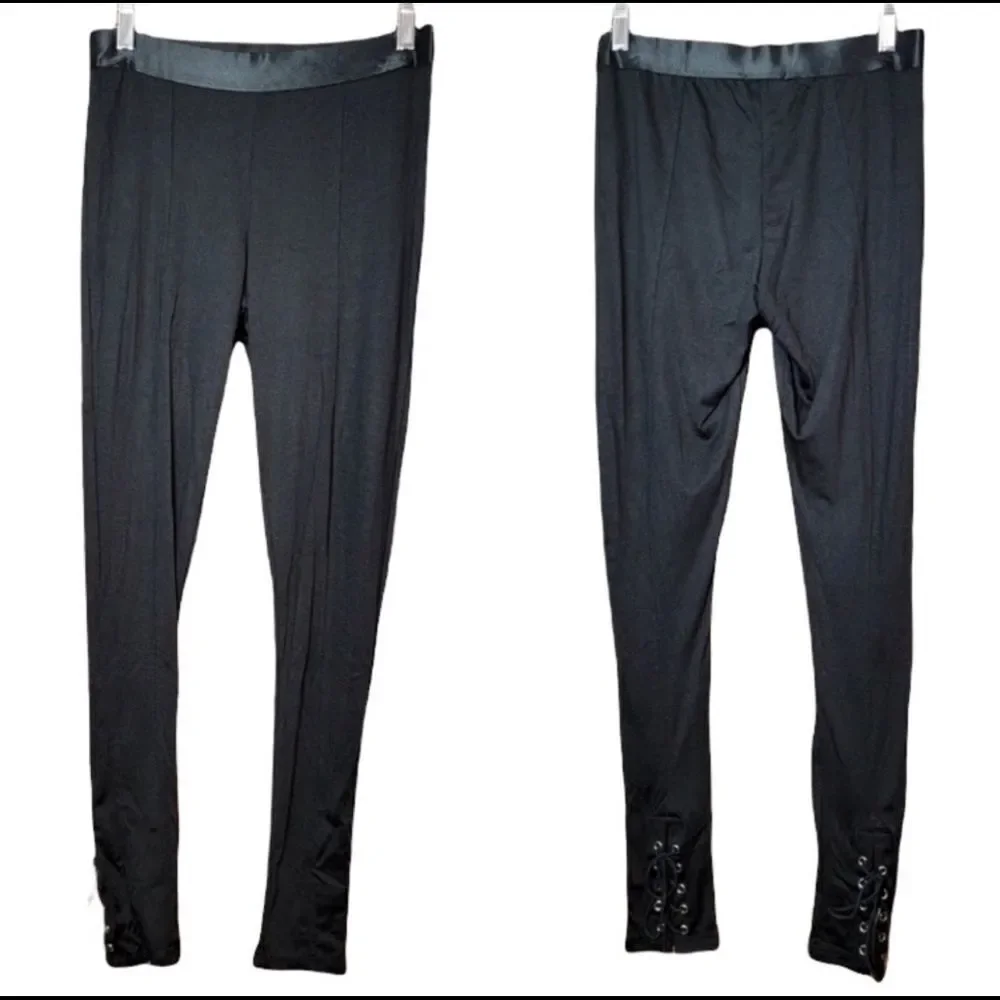 FREE PEOPLE Small Black Leggings NWT New Movement Lace Up Ankle Joggers Leggings