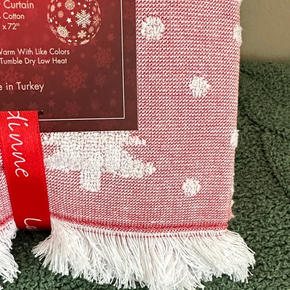Ladinne Holiday Christmas Tree Shower Curtain Red Bow NEW!