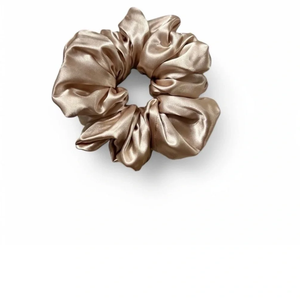 Satin Handmade Scrunchies Set - Rose, Plum, and Champagne Size L