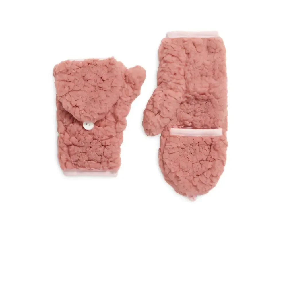 New pink convertible fleece mitten gloves