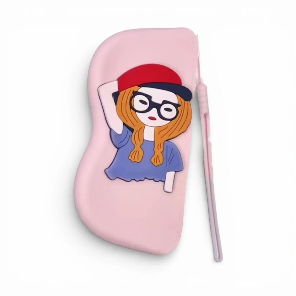 Pink Cartoon Young Woman Character Eyeglasses Cases NWT