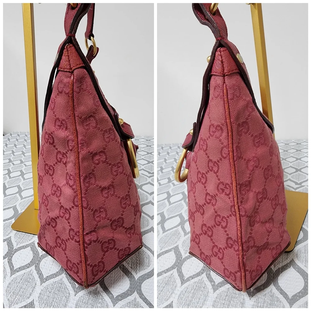 Gucci GG Canvas And Leather Horsebit Hobo Bag Pink