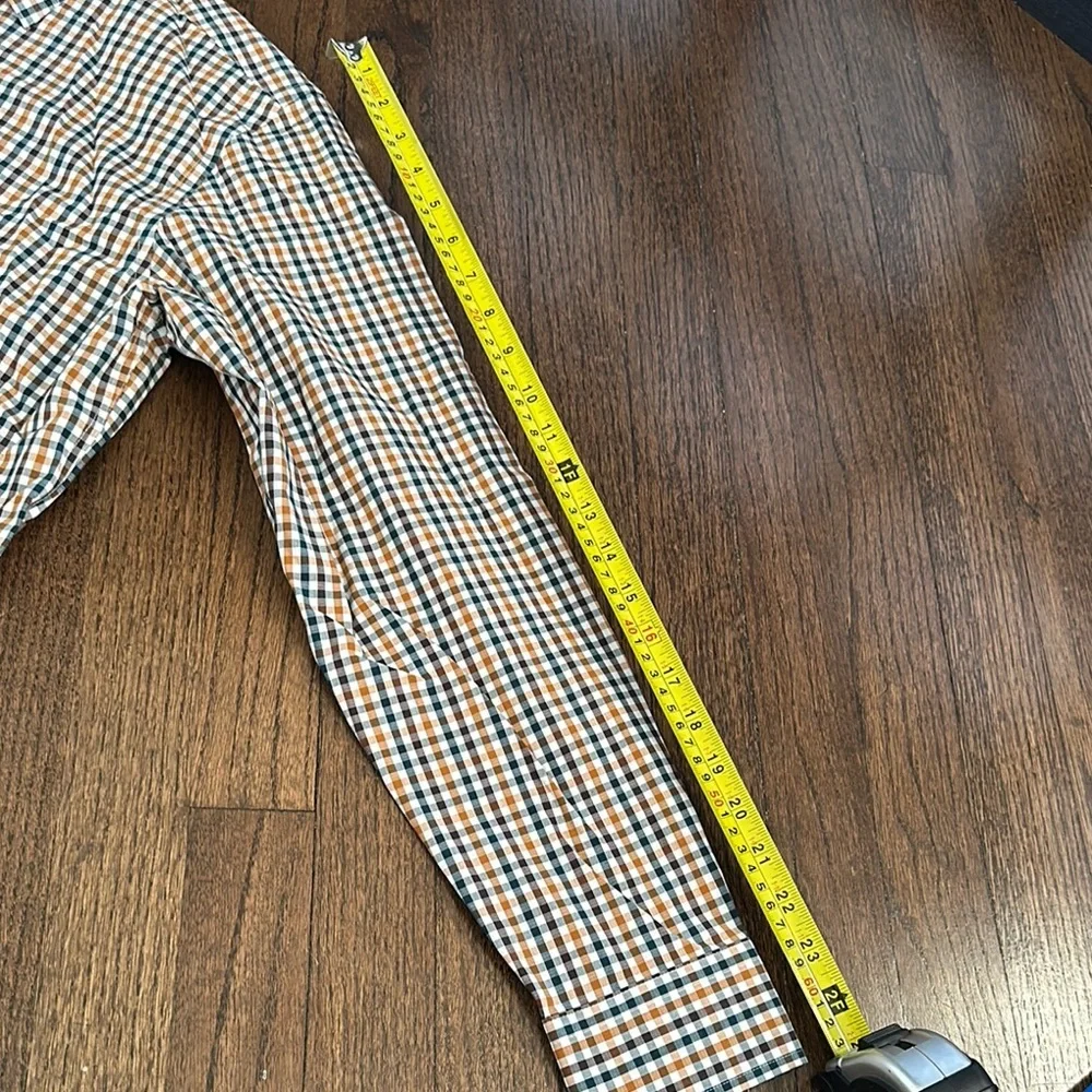 Banana Republic Stripe Non Iron Slim Fit Mens Plaid Button Down Dress Work Shirt