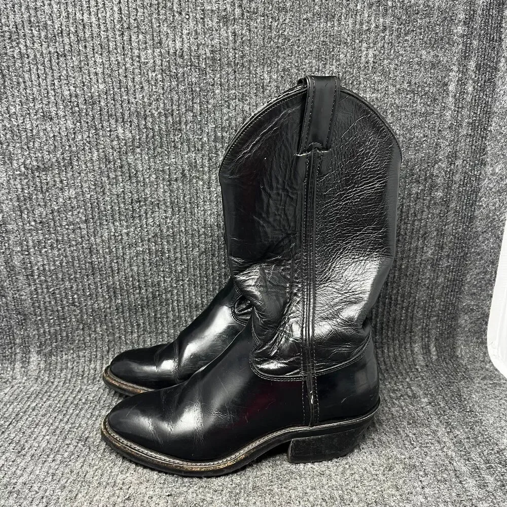 Justin Melo-Veal‎ Black Leather Western Boots Cowgirl Womens Size 7 B Vibram