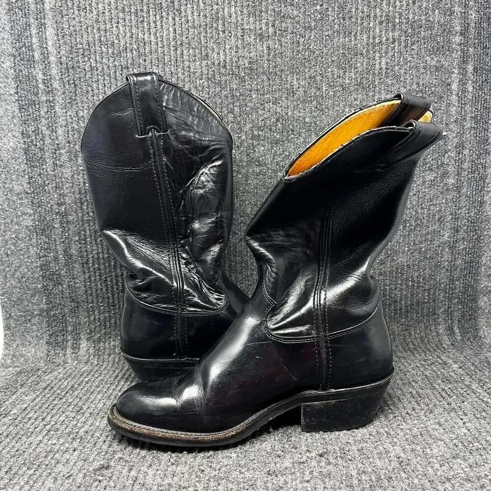 Justin Melo-Veal‎ Black Leather Western Boots Cowgirl Womens Size 7 B Vibram