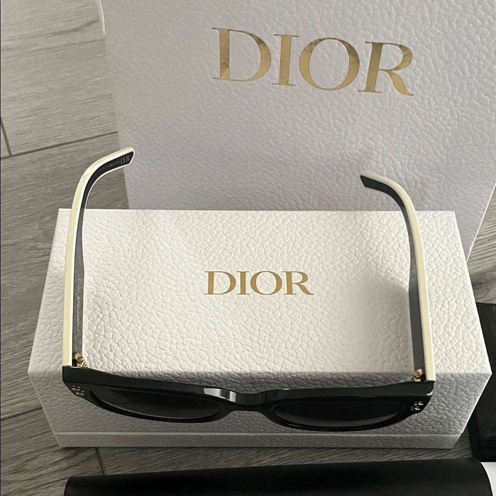 Dior Black Sunglasses with Gold Star Accents