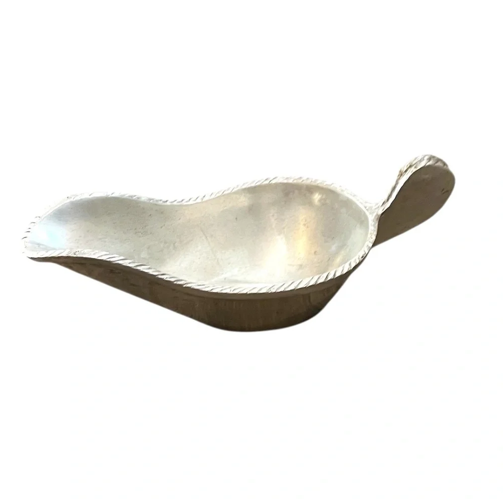 Vintage Pewter Gravy‎ Boat Bow