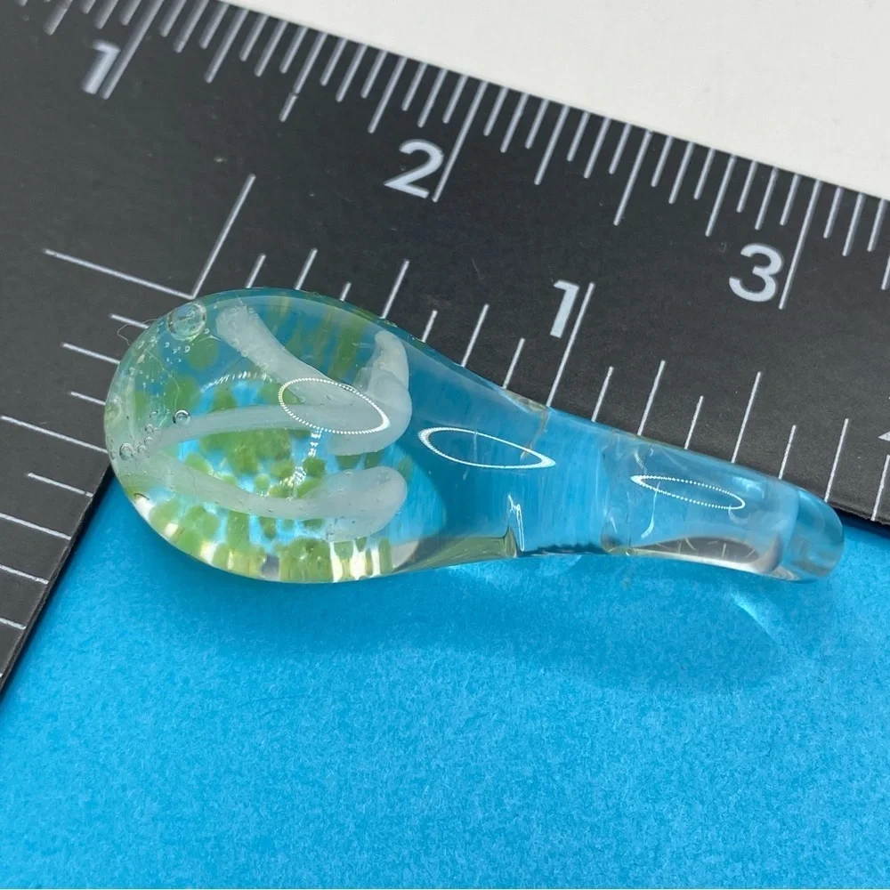 Art Glass Clear White Mushroom Blown Glass Drop Pendant