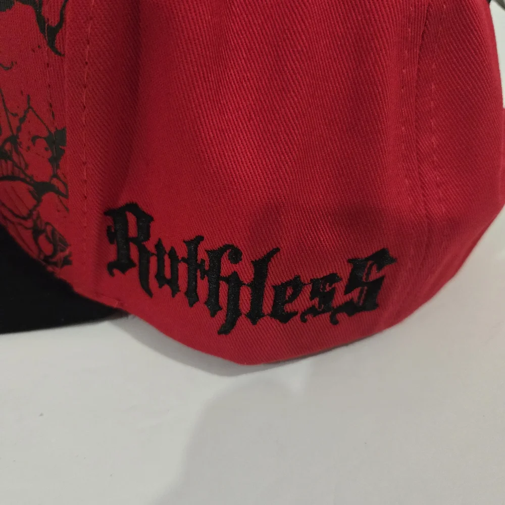 Top Level Men's snapback hats Ruthless Tiger And Roses. Black And Red