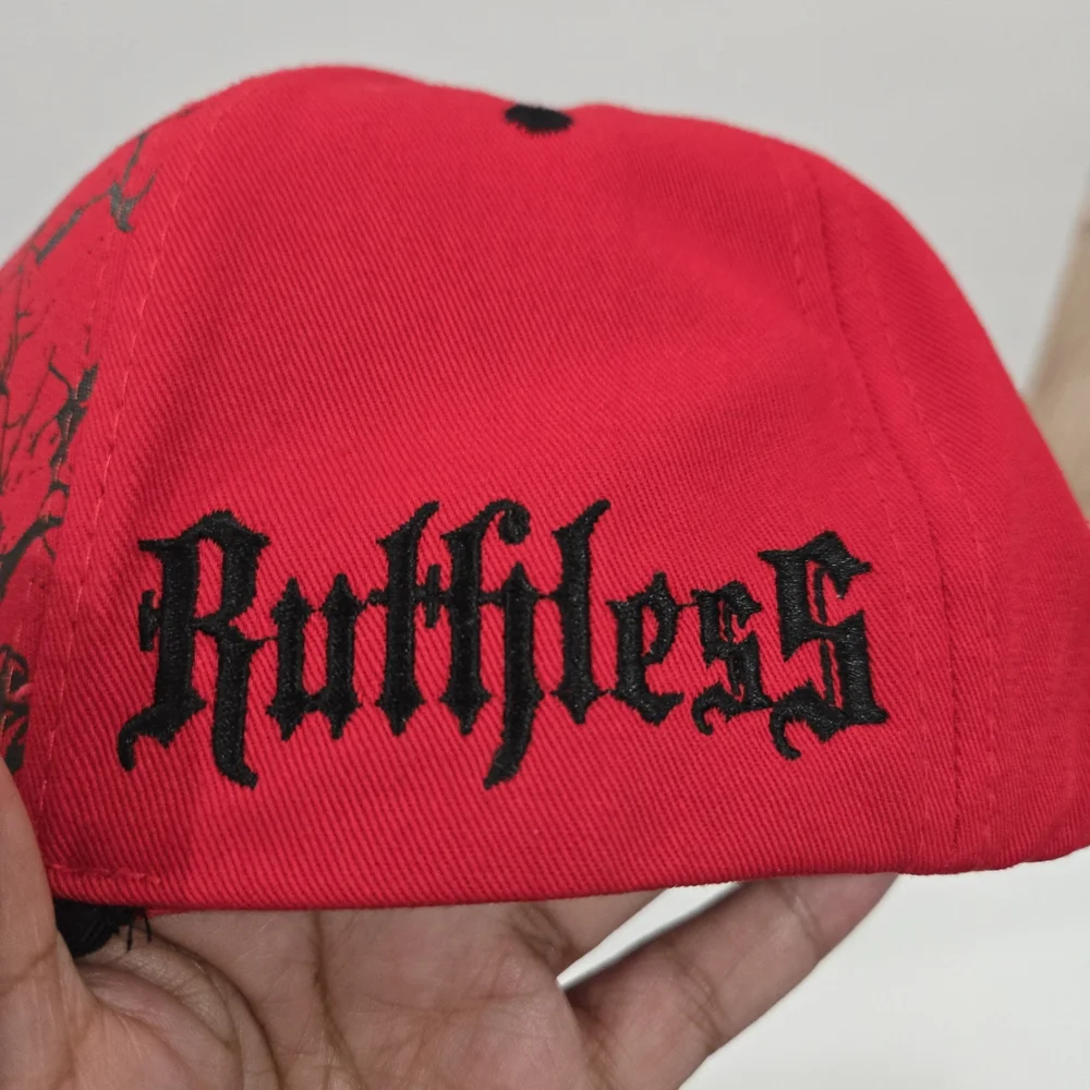 Top Level Men's snapback hats Ruthless Tiger And Roses. Black And Red