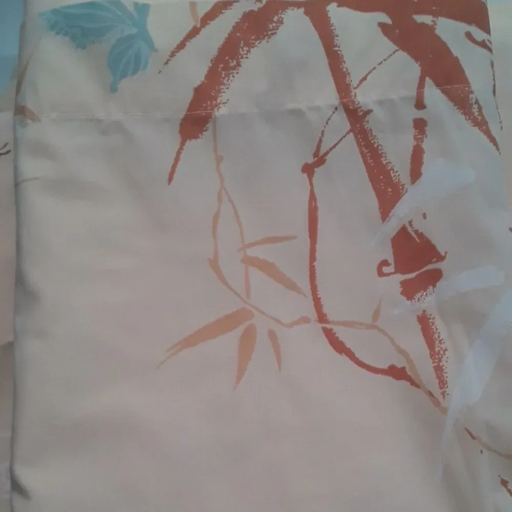 Vintage Sheets, Orange, Reeds and Butterflies, Springmaid, Fitted and Flat Twin