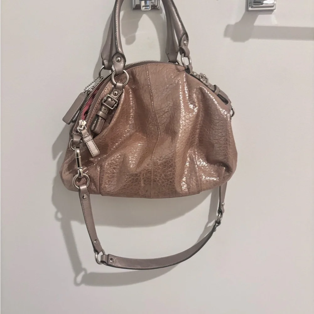 Coach Metallic Tan Leather Hobo Bag