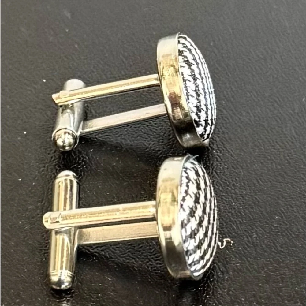 Classic Silver and Black Patterned Cufflinks