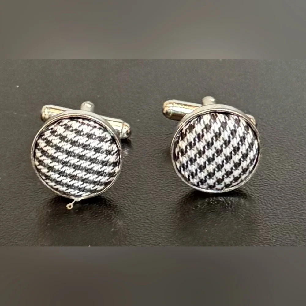 Classic Silver and Black Patterned Cufflinks