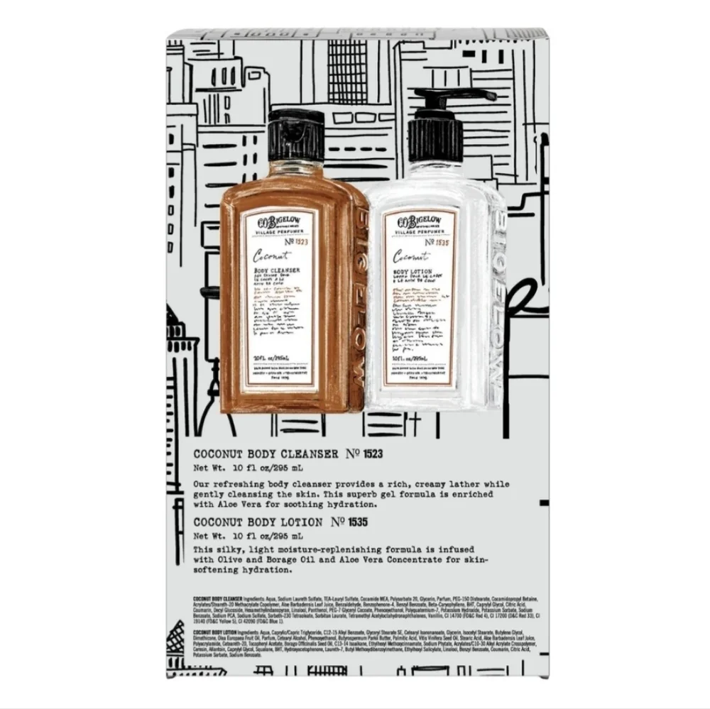 Village Perfumer - Coconut Body Care Duo - Apothecary Box, Retail $34.00 USD