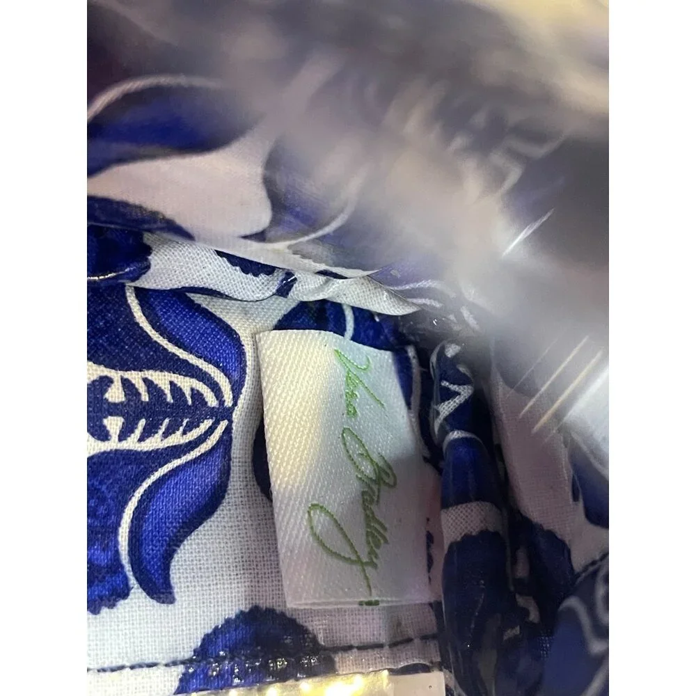 Vera Bladley Cobalt Tile Clear Makeup Case Bag Blue White