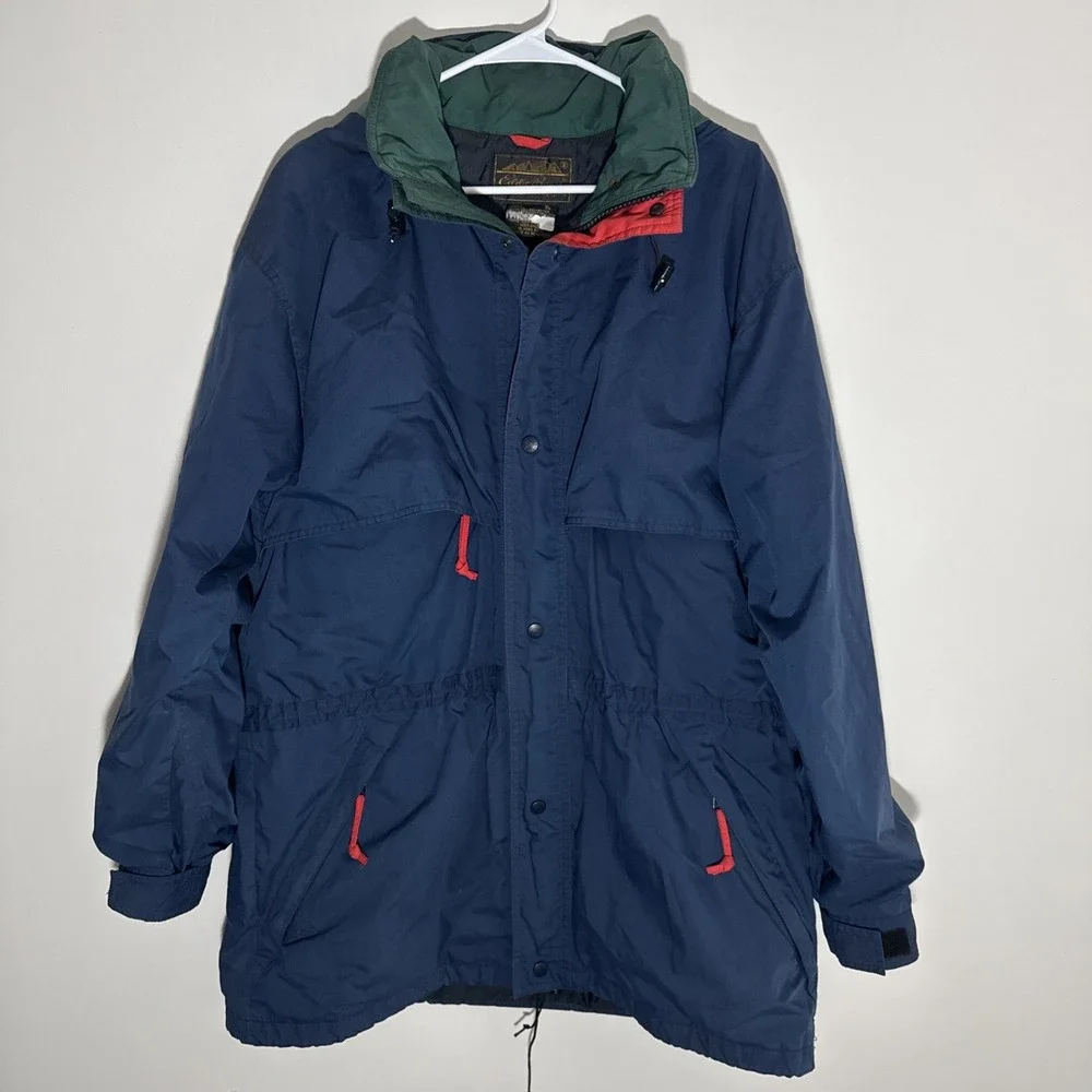 Vintage 90s Eddie Bauer Gore-Tex Hooded Mountain Parka Jacket Coat Blue Mens XL