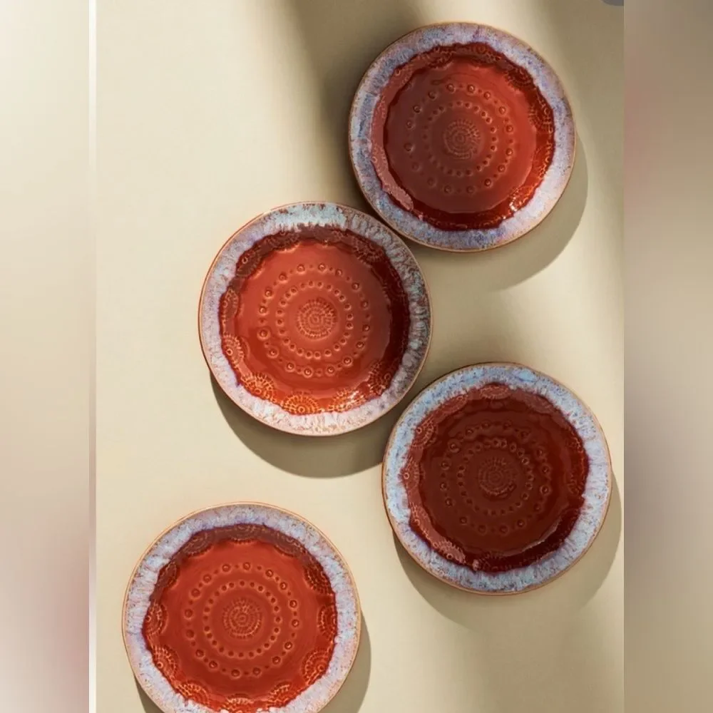 Anthropologie NWT Old Havana Bread Plates in Spice (set of four)