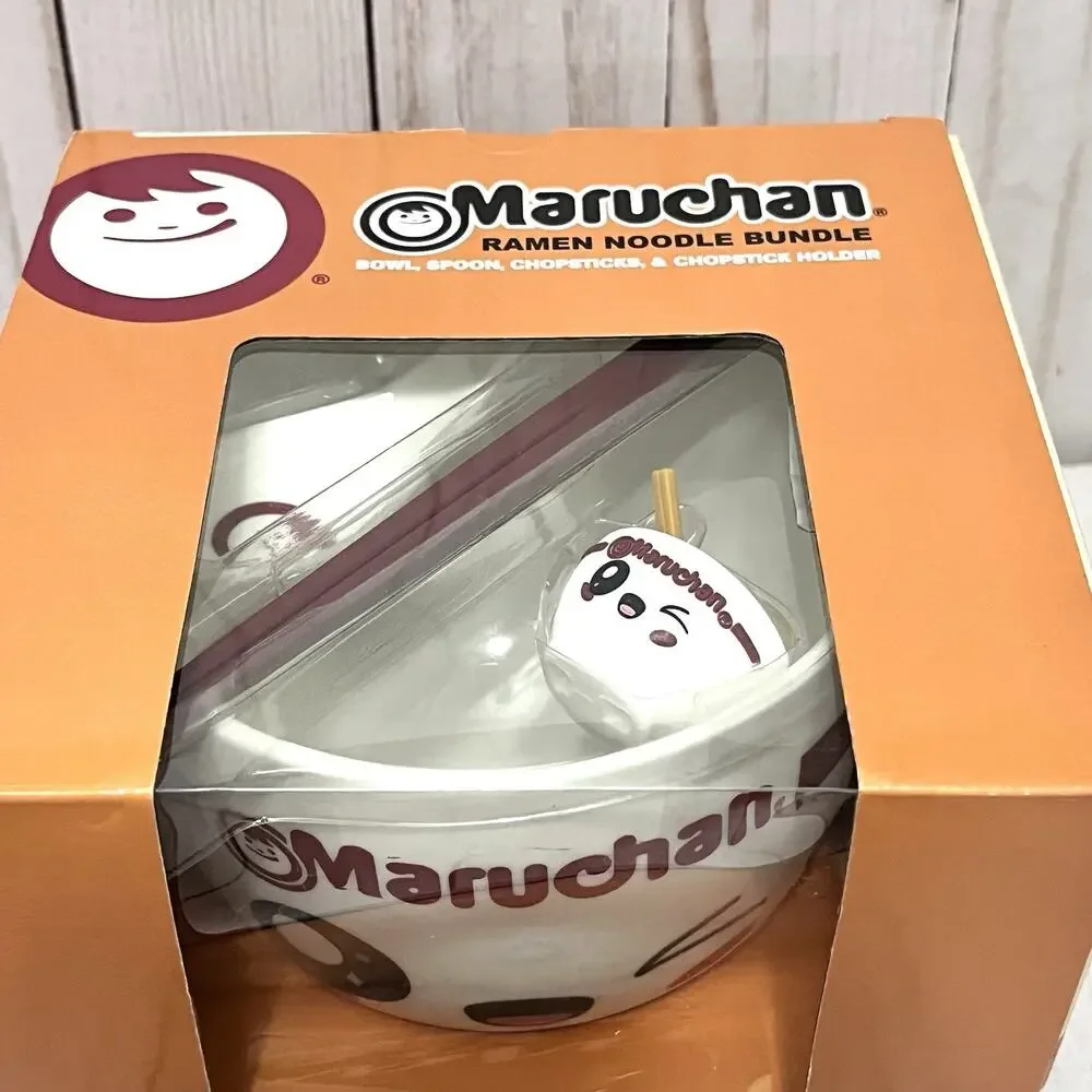 NIB Maruchan Ramen Noodle Bowl Set with Chopsticks Spoon & Chopstick Holder Gift