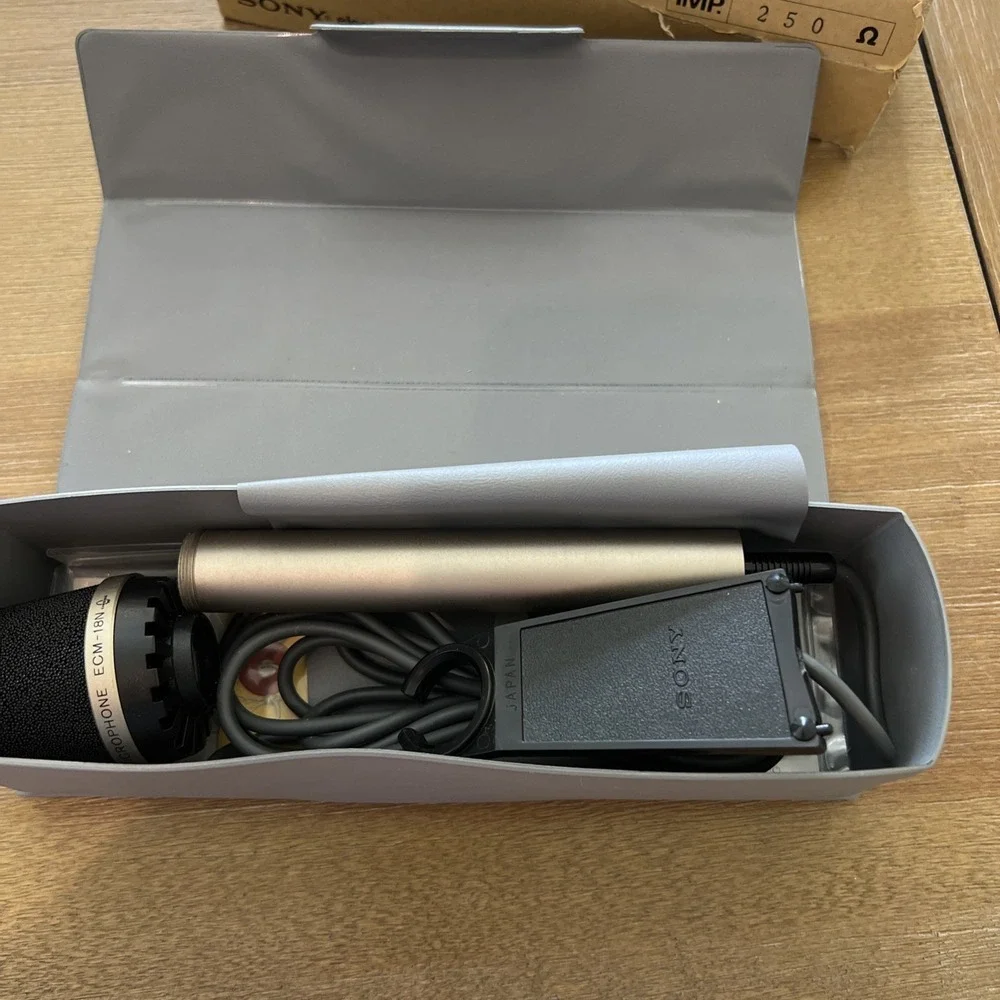 SONY electret condenser microphone ECM-18N Unused Vintage W/case From Japan
