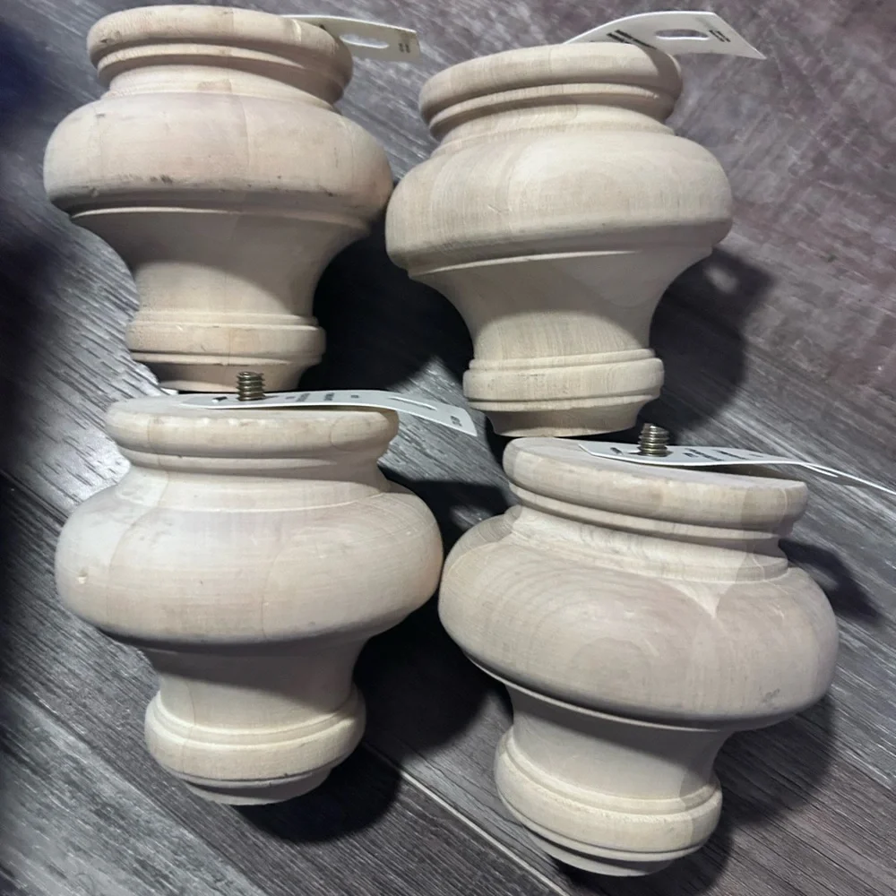 4 Wooden Bun Feet for Furniture Leg 4 in. x 4 in. x 4 in. Basswood Turned Bun