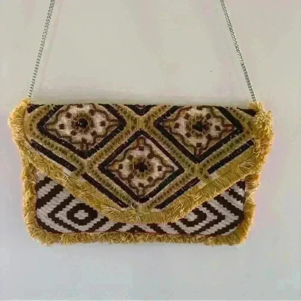 Promod Multi Beaded Fringe Clutch medium multicolor