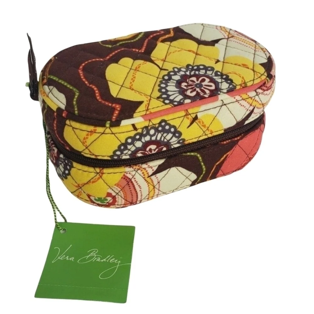 Vera Bradley Jewelry Box Organizer Travel Case Buttercup Zip Up