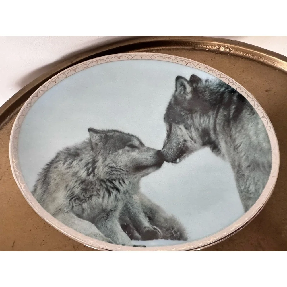 Set Of 3 Lot Plates Collectible Wolf Wolves Nature Bradford Exchange Collection