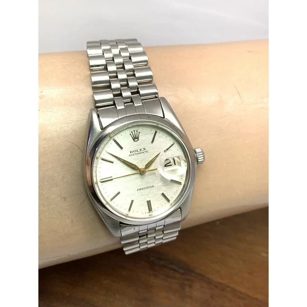 Rolex OysterDate Men's Watch 6694 Swiss Mechanical 60's Silver Stainless Steel