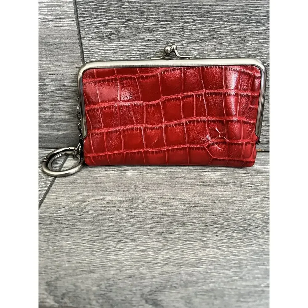 Patricia Nash croc leather wallet medium size red color B000606