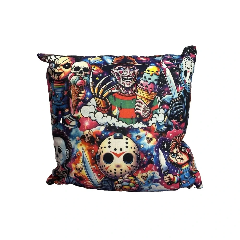 NEW novelty throw pillow 18x18 inches pillowcase & insert included horror