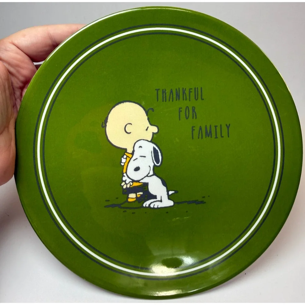 Peanuts Snoopy Pottery Barn Thanksgiving Holiday 5 Piece Plate Set Kids Melamine