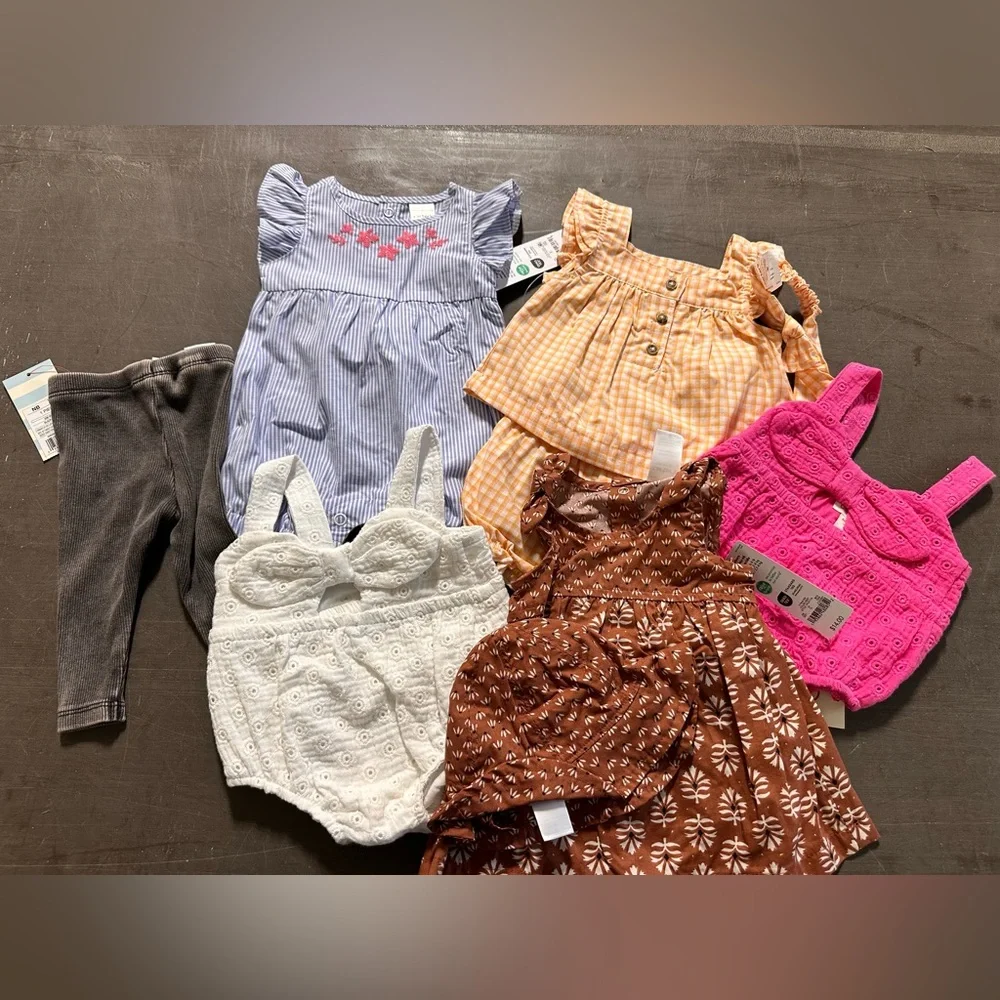 Carter's Pink and Brown Diaper‎ Cover Matching Sets outfits rompers newborn