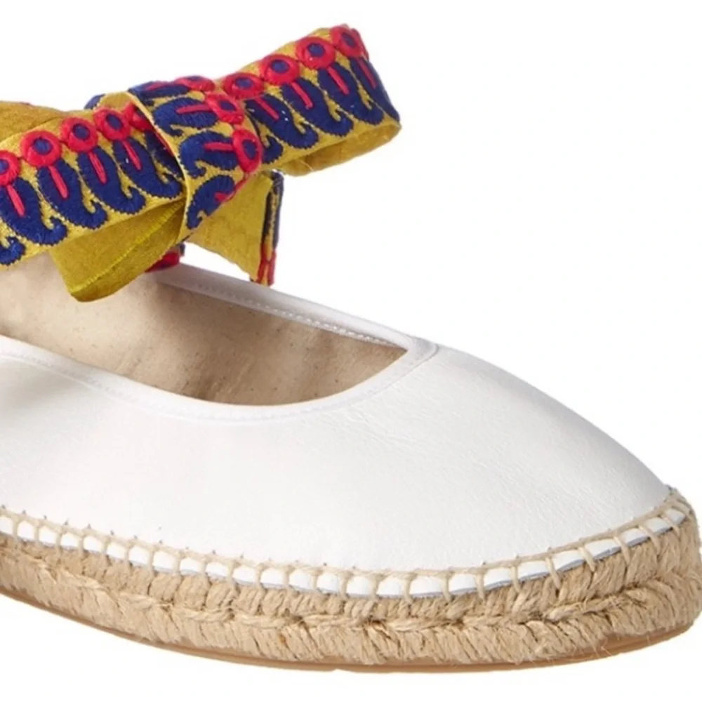 NEW Free People Maya Wrap Espadrille White Leather SIZE 7.5