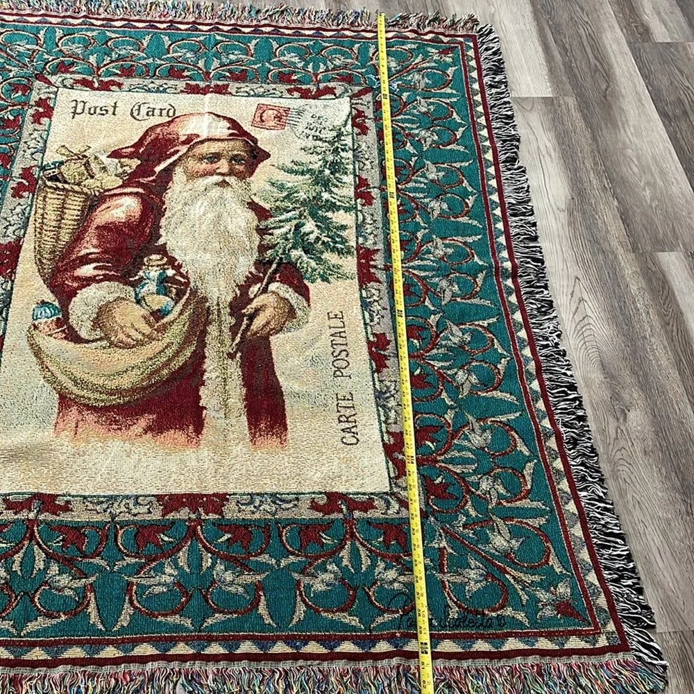 Postcards to Santa cotton tapestry throw 50x60” USA made in North Carolina NEW
