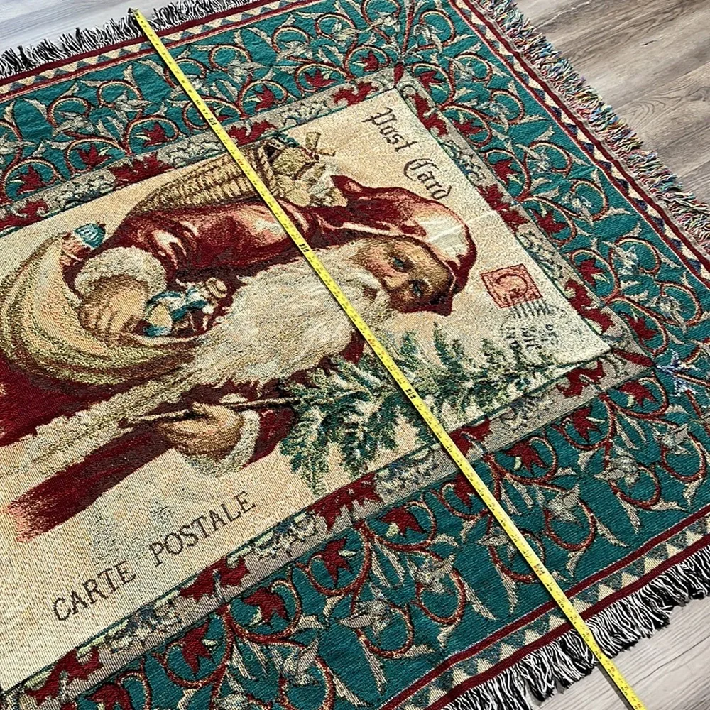 Postcards to Santa cotton tapestry throw 50x60” USA made in North Carolina NEW